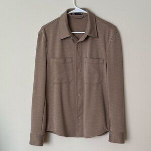 Zara Stretch Pocket Overshirt in Taupe Brown Sz S